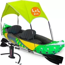 KP Inflatable Kayak 2 Person with Sun Canopy (Detachable) + Kayaks for Adults