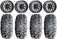 Raceline Krank 14" Black Wheels 32" MotoClaw Tires Can-Am Commander Maverick