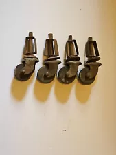 4 Vintage Old Metal and Wood Wheels Casters Furniture B