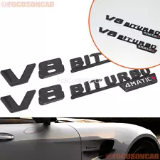 Black S63 For AMG V8 BITURBO 4MATIC+ Trunk Fender Badges Emblems (For: More than one vehicle)