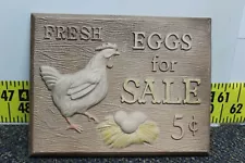 Vintage Ceramic "Fresh Eggs for Sale 5cents" 1984 8 X 10.5"