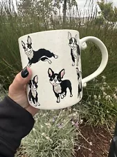 LOVE MY BOSTON TERRIER Embossed 21oz Spectrum Designz Mug Dog HAND PAINTED New