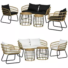 5 Pieces PE Rattan Outdoor Furniture Sets with Cushions