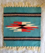 Vintage CHIMAYO Southwestern WEAVING Hand Woven WOOL TEXTILE Table Runner Rug