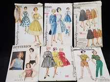 6 Vintage ORIGINAL Classic Dress Patterns Simplicity + 50s + Era Estate Sale Lot