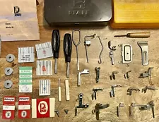 PFAFF SEWING MACHINE PARTS LOT 36 Piece FEET BOBBINS ETC W/ CASE FROM MODEL 230