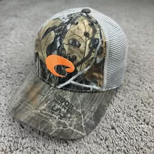 Costa Del Mar Hat Realtree Edge Camo Adjustable Tan Mesh Back Orange Logo Cap