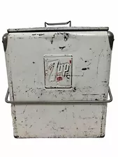 Vintage 1950’s 7up Metal Bottle Cooler WHITE Progress Refrigerator Co