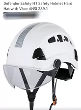 H1-CH Safety Helmet Hard Hat with Visor ANSI Z89.1 for Construction (White w/...