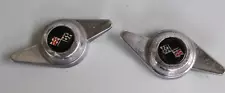 Vintage Chevrolet CORVETTE Pair of Chrome 60's Spinner Caps hubcap