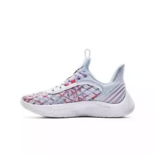 Under Armour Kids' Curry 9 Basketball Shoes, White/Blue/Purple, 5.5 Big Kids