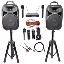 Rockville Dual 8" Phone/ipad/Laptop Youtube Karaoke Machine/System+Wireless Mics