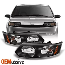 Fit 03-07 Saturn Ion 4 Doors Sedan Black Headlights Replacement L+R