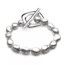 pacific pearls® 11 mm Freshwater Silver Baroque Vintage pearl bracelets for sale