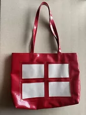 Arbonne Red Vinyl Shiny Photo Window Bag Purse Tote Sales Promo For Sellers