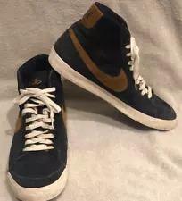 Nike 6.0 High Top Skateboarding Shoes Sneakers Navy Blue Suede Men's Size 12