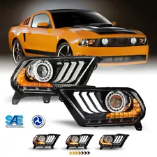 LED Headlights For 2010-2012 Ford Mustang Projector Sequential DRL Headlamps