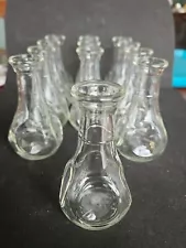 Libbey Clear Glass Stamped Pinched Bud Vases 3.5" Tall 1" Wide At Top