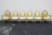 French Shabby Chic Painted Distressed Set of Six Dining Chairs 5189