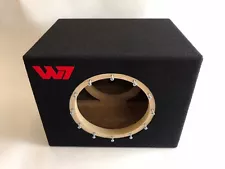 JL Audio 10W7 AE sealed subwoofer box with red plexi logo