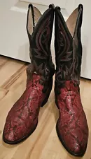 MEN'S 10 1/2 D DAN POST RED SNAKESKIN PYTHON 10.5D 10.5 D EXOTIC SNAKE