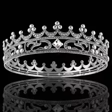 King Crown for Men, Silver Metal Party Costume, Wedding Halloween, Birthday Gift