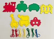 Circus Train Chipboard Lacing Boards PreK Color Elementary Montessori Fine Motor