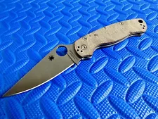 Spyderco Paramilitary 2 3.47" Plain Blade Folding Knife - Brown Canvas...