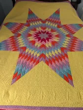 Handmade Antique Texas Star Quilt Hand Stitched Hand Quilted Excellent Condition