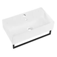 Claire 22" Wall-Mount Bathroom Sink with Black Towel Bar