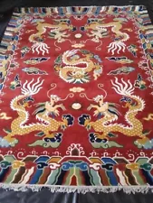 Tibetan five dragon rug Hand Tufted 100% Wool Handmade red carpet use for Kids