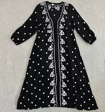 Mo Huan Yi Chu Dress Womens Large Embroidered Boho Bell Sleeve High Low Hem