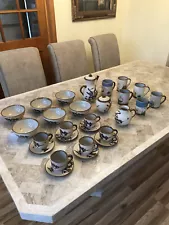 lot of 29 pcs Mexican hand crafted, hand painted clay pottery