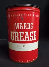 WARDS GREASE MONTGOMERY WARDS LITHIUM GRADE LUBRICATING GREASE VINTAGE OIL CAN