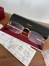 Brand New Authentic Cartier Rimless Gold Big C Clear Lens