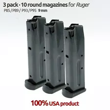 3 Magazines For Ruger P.85,89,94,95 10 Round 9MM Blue