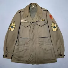 WW2 40s US Army M-43 Parka Jacket Army Air Defense Patch Named Sz 34R RARE