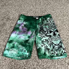 MMA Elite Shorts Mens Medium Green Skull Jiu Jitsu BJJ Stretch Fighting MMA