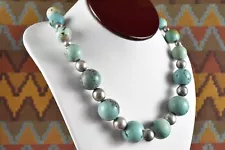 22" Statement Necklace! Turquoise and Sterling Silver 925