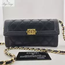 CHANEL Goatskin Boy Long Flap Wallet