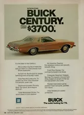 1973 Buick century 2 Door Coupe Vinyl Roof Solid Seeling Photo Vintage Print Ad