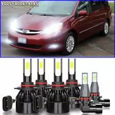 For Toyota Sienna 2006-2010 6000K 6X LED Headlight High&Low + Fog Light Bulb