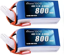 2X Gens Ace 800mAh 11.1V 40C 3S LiPo Battery JST Plug For 200 250 Class Heli US