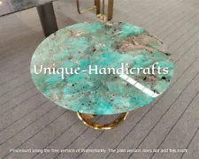 Amazonite Gemstone Countertop , Green Amazonite Agate Round Table Top For Sale