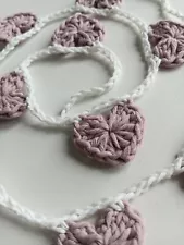 Vintage Lilac | Rainbow Mini Heart Cotton Crochet Bunting | Nursery | Camper