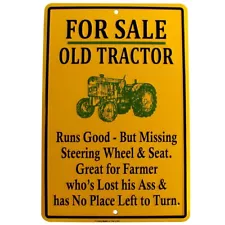 For Sale Old Tractor Funny Tin Sign US Made Novelty Garage Shop Bar Wall Decor