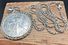 1988 WALKING LIBERTY SILVER DOLLAR Coin Pendant Necklace Fine/Sterling Silver