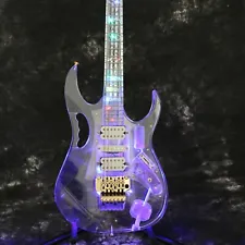 Hot Sale Full Acrylic Led Light Electric Guitar Gold Hardware Fast Shipping