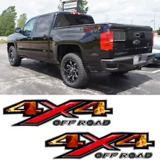 2x Flame Fire 4X4 Off Road Truck Bed Decal Vinyl Sticker For Chevy Silverado