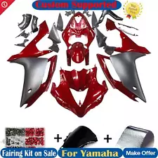 ABS Injection Plastic Kit Fairing Fit for Yamaha YZF R1 2007-2008 Black Red (For: 2008 Yamaha YZF R1)